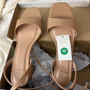 a new day Tan Block Heel Sandals with Ankle Strap
